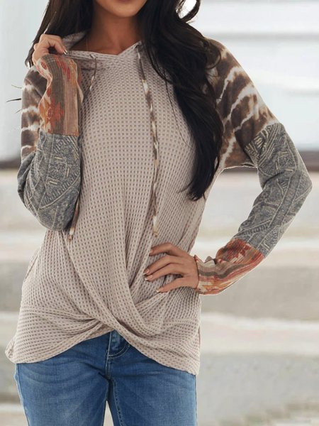 

Casual Hooded Shirts & Tops, Apricot, Tops