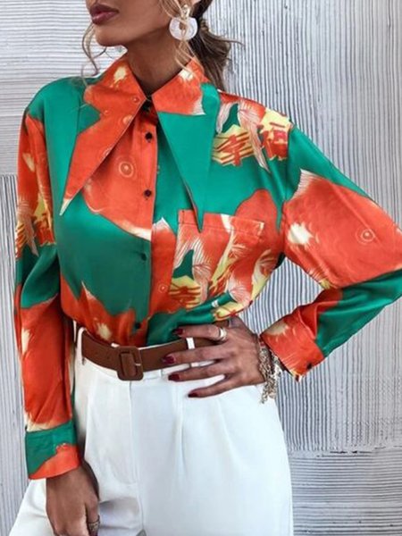 

Regular Fit Vintage Shirt Sleeve Shirt, Green, Blouses and Shirts