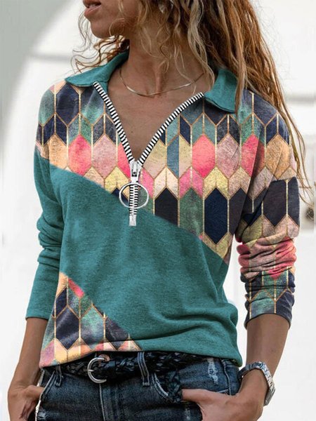 

Geometric Regular Fit Casual Shirts & Tops, Multicolor, Tops