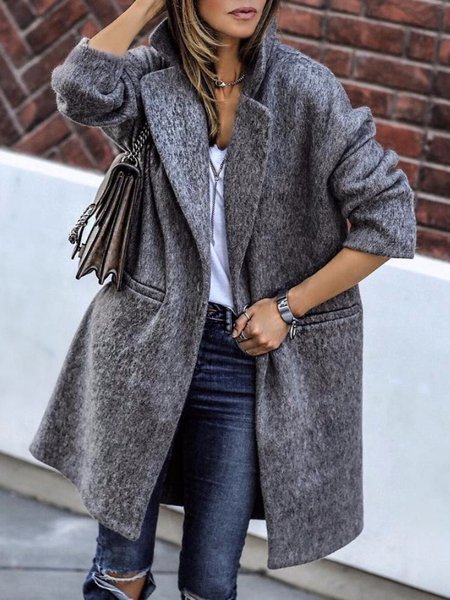 

Casual Woolen Outerwear, Deep gray, Coats