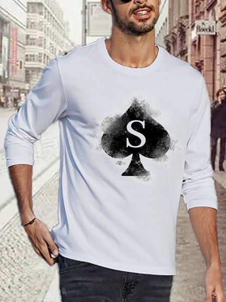 

Playing Cards Graphic Short Sleeve Casual Tee, White, T-shirts