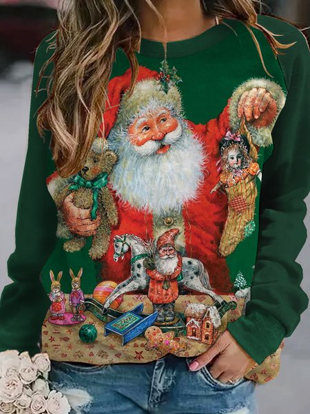 

Christmas Santa Casual Sweatshirt, As picture, Hoodies&Sweatshirts
