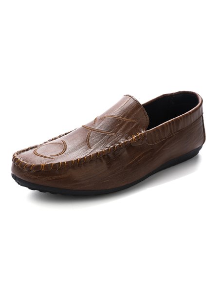 Casual Simple Hand-sewn Leather Shoes, Brown, Men