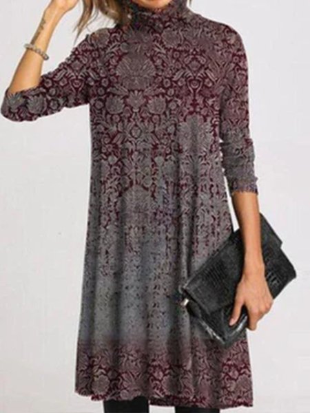 

Vintage Cotone Abito, Cremisi, Midi Dresses