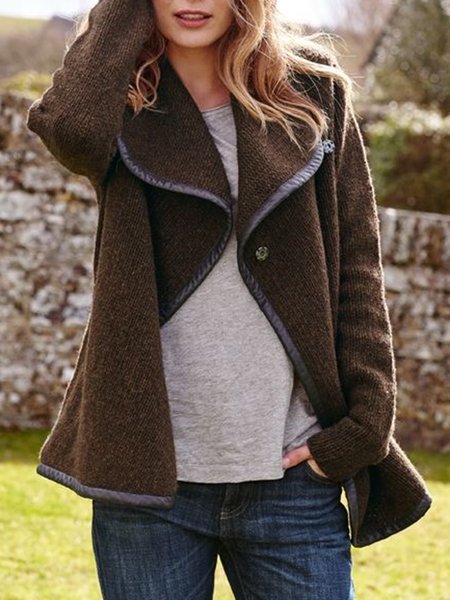 

Loosen Casual Plain Outerwear, Coffee, Cardigans