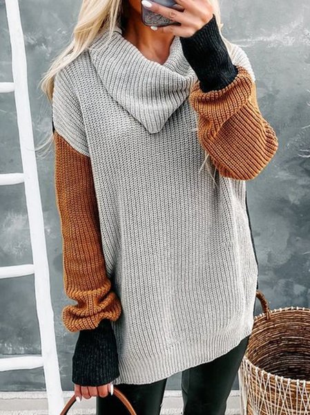 

Basics Cowl Neck Wool/Knitting Sweater, Gray, Sweaters & Cardigans