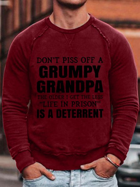 

Don't Piss Off A Grumpy Grandpa The Older I Get The Less Life In Prison Is A Deterrent Casual Long Sleeve Sweatshirt, Red, Hoodies&Sweatshirts