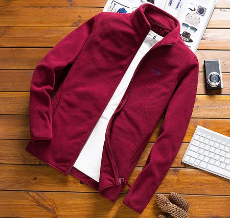 

Men's Stand Collar Zipper Long Sleeve Jackets, Red, Jacket