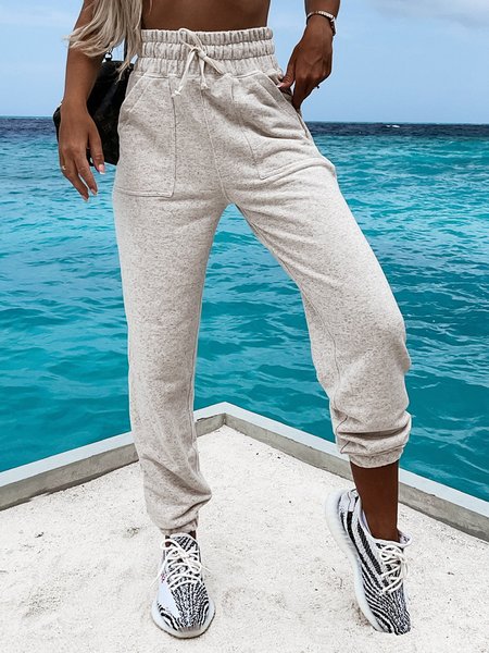 

Plain Loosen Pants, Light gray, Pants