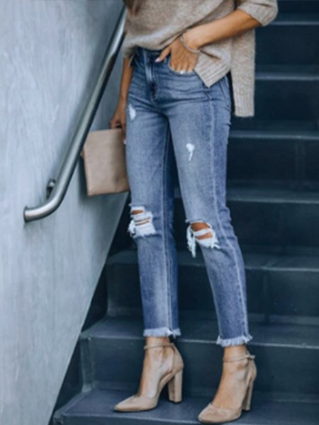 

Causal Denim Pants, As picture, Jeans