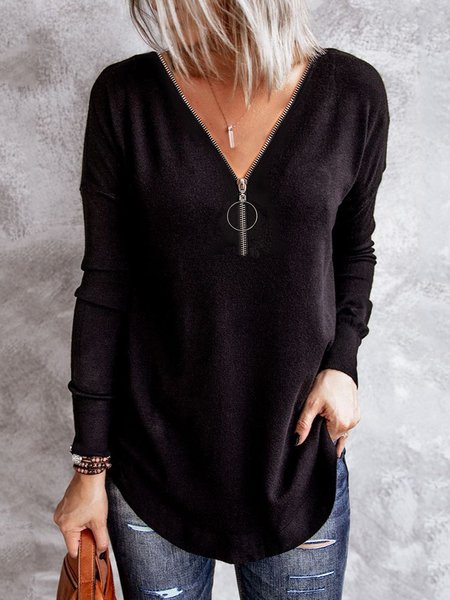 

V Neck T-shirt, Black, T-Shirts