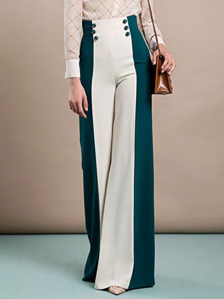 

Formal Color Block Wide Leg Pants, As picture, Wide Leg Pants