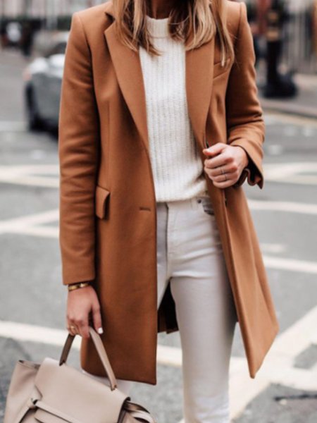 

Formal Daily Loosen Simple Outerwear, Camel, Coats