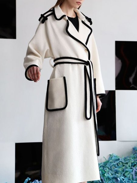

Vintage Casual Simple Elegant Cloth Blended Outerwear, White, Coats