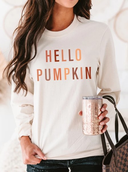 

Casual Crew Neck Shirts & Tops, Apricot, Tops