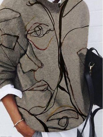 

Crew Neck Long Sleeve Sweater, As picture, Sweaters & Cardigans