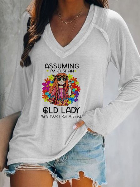 

Casual Hippie Print V-neck Shirts & Tops, White, Hoodies&Sweatshirts