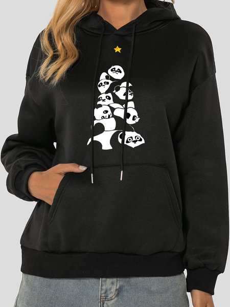

Unocis Panda Printed Long Sleeve Hoodie Sweatshirts, Black, Hoodies