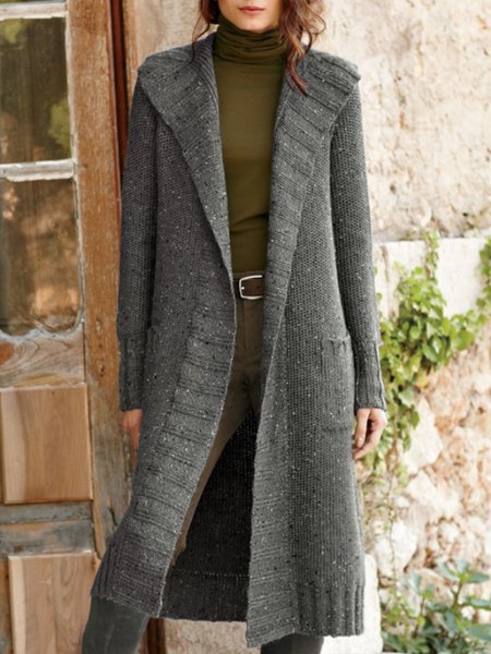 

Elegant Loosen Outerwear, Gray, Cardigans
