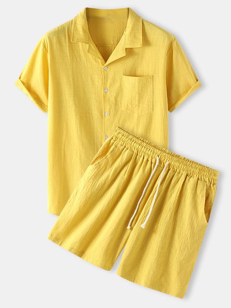 

Plain Vintage Lapel Suits, Yellow, Men's sets