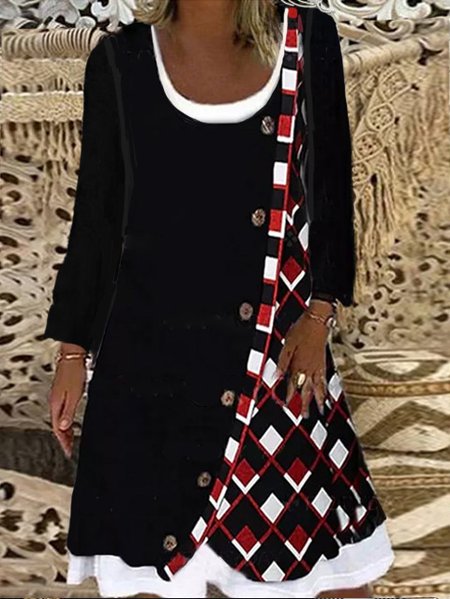 

Crew Neck Cotton Casual Dresses, Multicolor, Maxi Dresses