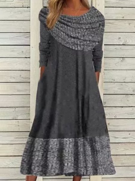 

Miscele Allentare Abito Cotone, Grigio scuro, Midi Dresses