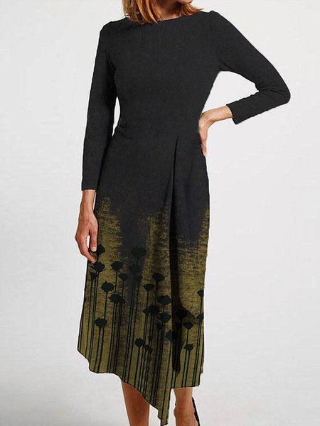 

Crew Neck Dresses, Black, Midi Dresses