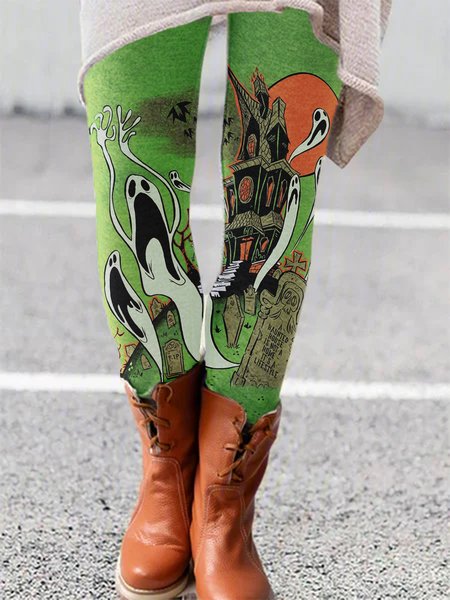 

Printed Pants, Green, Leggings