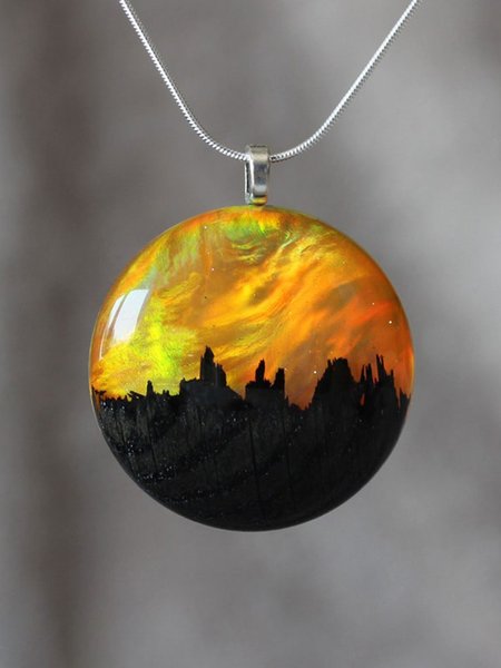 Retro Starry Alloy Necklace, Yellow, Necklaces