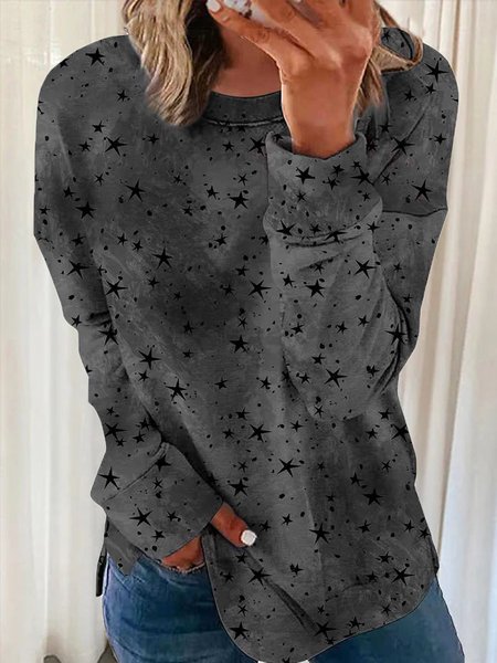 

Casuale Girocollo Stella Maniche Lunghe Felpa, Grigio, Hoodies & Sweatshirts