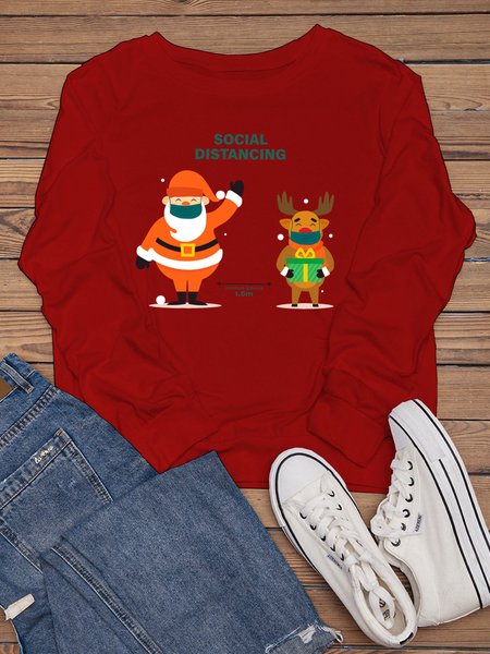 Social Distance Christmas Santa Claus Sweatshirts, Red, Hoodies&Sweatshirts
