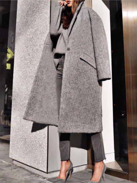

Elegant Simple Solid Outerwear, Gray, Coats