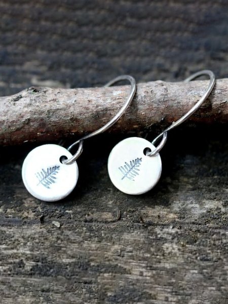 

Simple Leaf Round Alloy Earrings, As picture, Necklaces