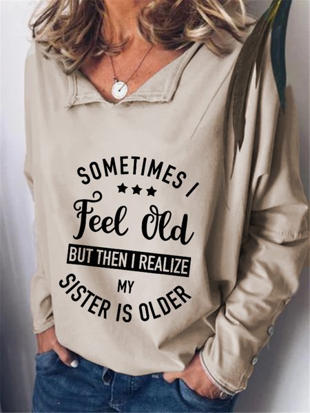 

Casual Long Sleeve Plus Size Printed Tops T-shirts, Apricot, T-Shirts
