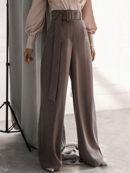 

Work Formal Solid Wide Leg Pants, As picture, Wide Leg Pants