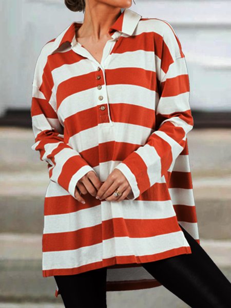 

Polo Loosen Striped Shirts & Tops, As picture, Tops
