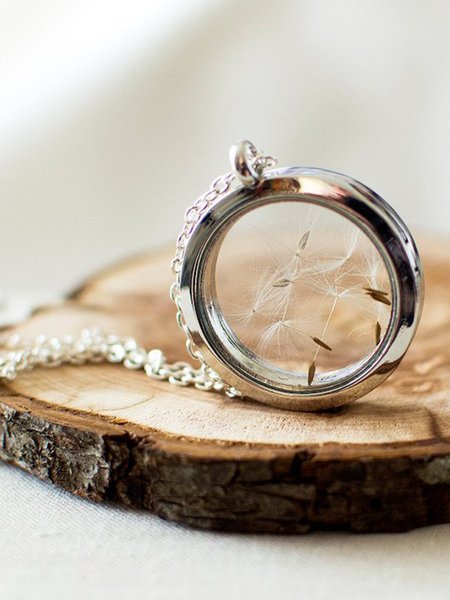 

Simple Dandelion Glass Necklace, Silver, Rings