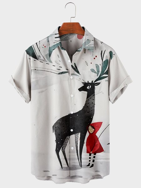 

Shirt Collar Vintage Shirts & Tops, White, Men's Floral shirt