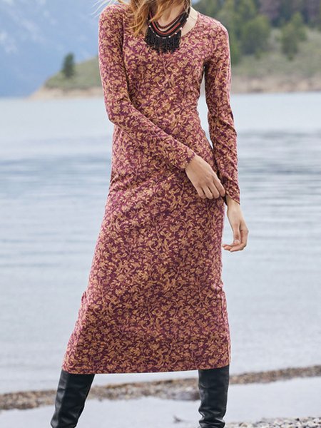 

Floral Loosen Dresses, Cameo brown, Midi Dresses