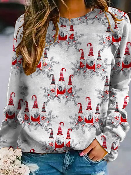 

Xmas Gnomes Round Neck Casual Sweatshirt, As picture, Hoodies&Sweatshirts
