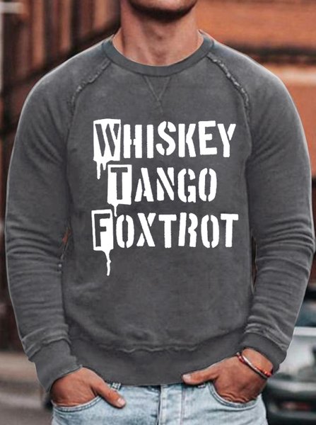 

Fun letter print round neck long-sleeved sweatshirt, Gray, Hoodies&Sweatshirts