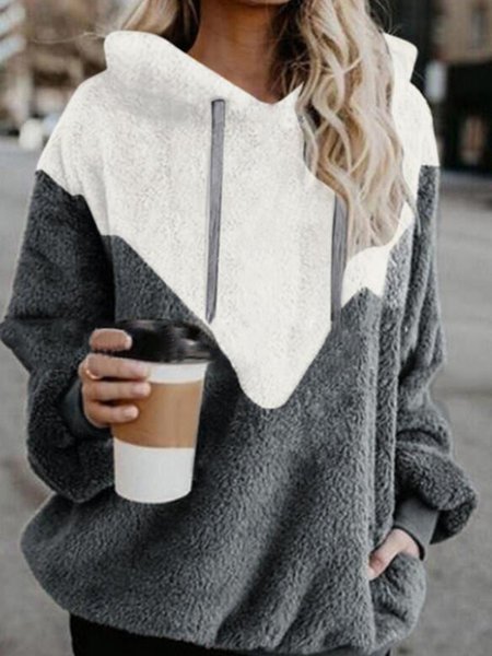 

Casual Color Block Hooded Sweatshirt, Gray, Hoodies & Sweatshirts