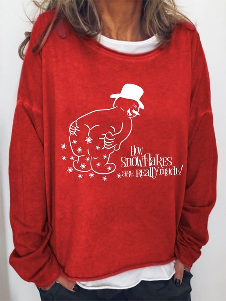 

How Snowflake Are Really Made Funny Christmas Crew Neck Letter Sweatshirt, Red, Hoodies&Sweatshirts