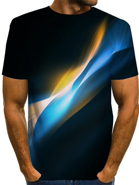 

Short Sleeve Crew Neck Cotton Blends Shirts & Tops, As picture, Men's t-shirts