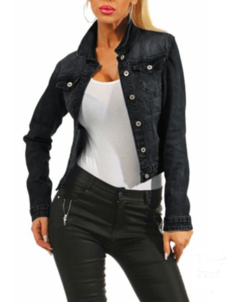 

Fall Plain Mid-weight Non-Stretch Shirt Collar Long sleeve Outerwear, Black, Coats