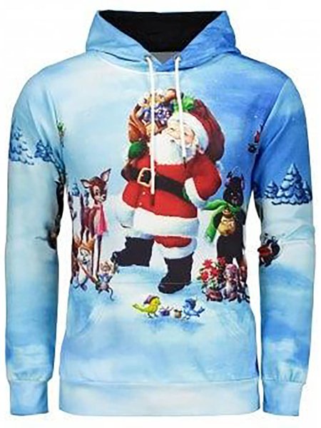 

Christmas Graphic Long Sleeve Hooded Sweatshirt, As picture, Hoodies&Sweatshirts