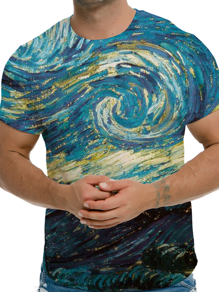 

Crew Neck Short Sleeve Casual Shirts & Tops, Blue, Men's t-shirts