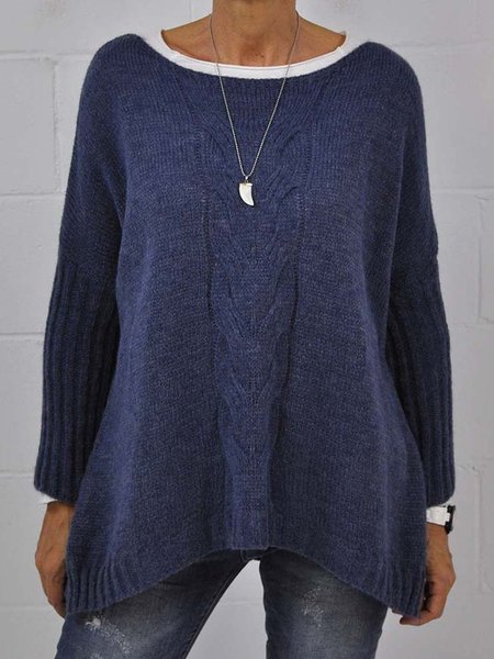 

Casual Cotton Blends Sweater, Purplish blue, Sweaters & Cardigans