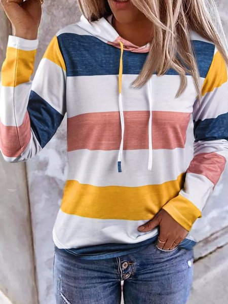 

Casual Loosen Hooded Color Block Long Sleeve Sweatshirts, Multicolor, Hoodies & Sweatshirts