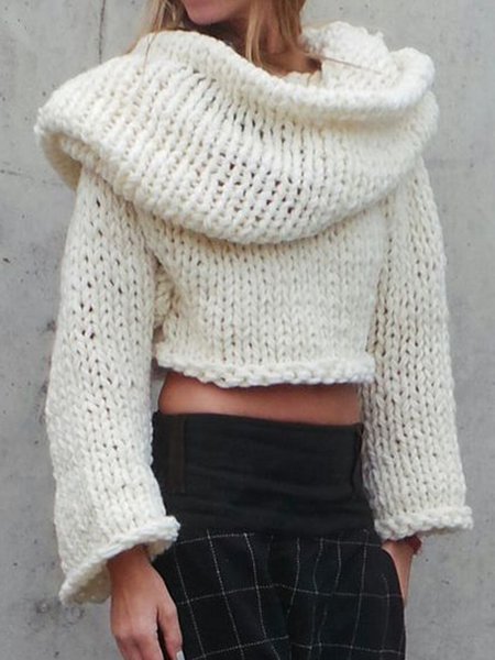 

Daily Long Sleeve Regular Fit Solid Sweater, White, Pullovers